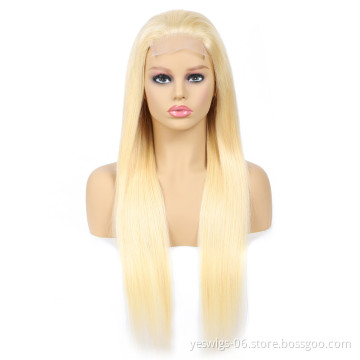 #613 Blonde Human Hair Lace Closure Wig 100% Human Hair Straight Glueless Real Cuticle Aligned Hair Lace Front Wigs